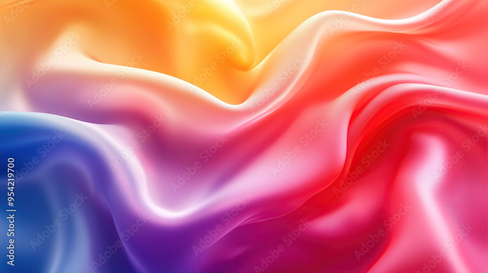 Obraz premium Colorful background with rainbow-colored waves and a soft gradient