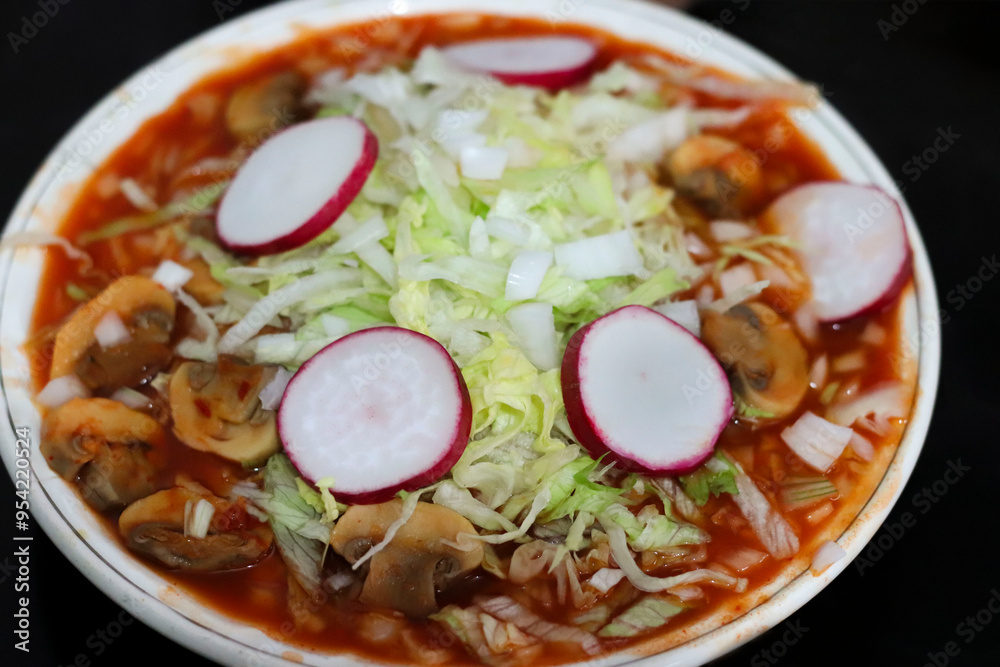 Red mushroom pozole, vegan, for dinner on the night of the cry of independence or the Christmas dinner in December. Red mushroom pozole, vegan, for dinner on the night of the cry of independence or the Christmas dinner in December.