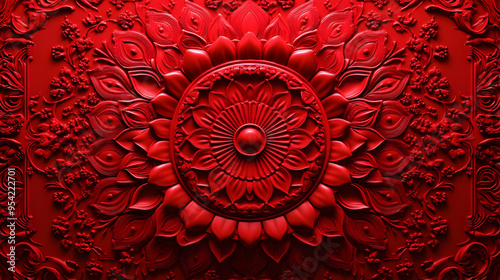 Intricate red floral patter...