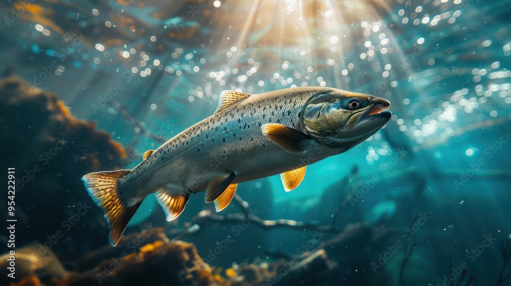 A beautiful underwater scene showcasing marine life in its natural habitat. A beautiful underwater scene showcasing marine life in its natural habitat.