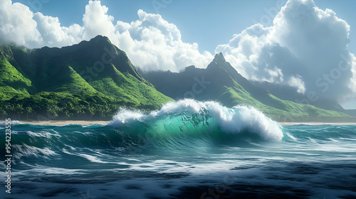 Large wave crashing on a tr...