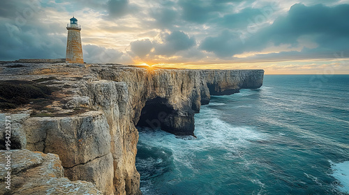 Lighthouse on a rocky cliff...