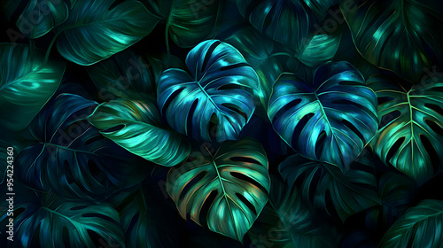Lush green tropical leaves ...