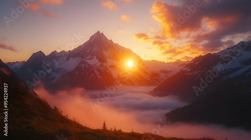 Majestic mountain peak with...