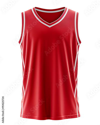 Red Basketball Jersey with White Trims photo