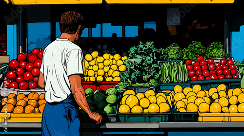 Man shopping for fruits and...
