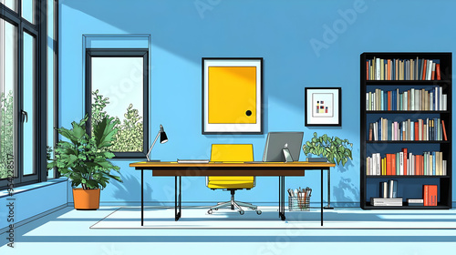 Minimalist home office with...