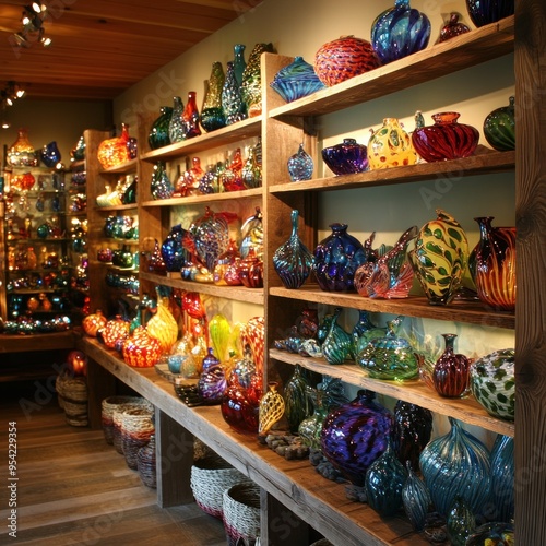 Colorful Glass Art Display