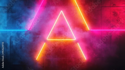 A futuristic, neon-lit alphabetic display with the letter 'A' prominently in the center.