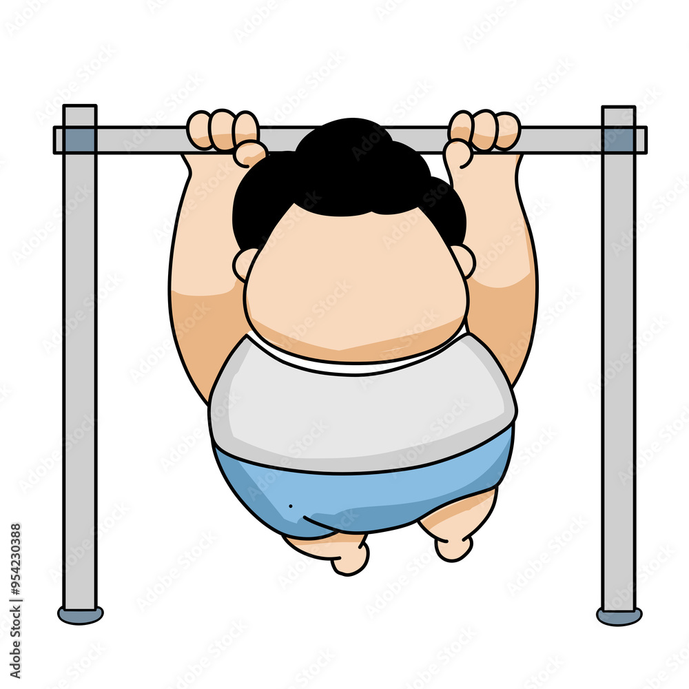 Naklejka premium Fat boy workout excercise