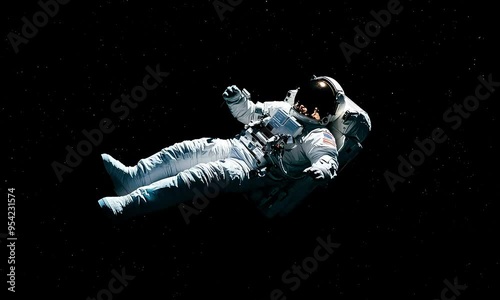 An astronaut drifts alone in the infinite darkness of space.