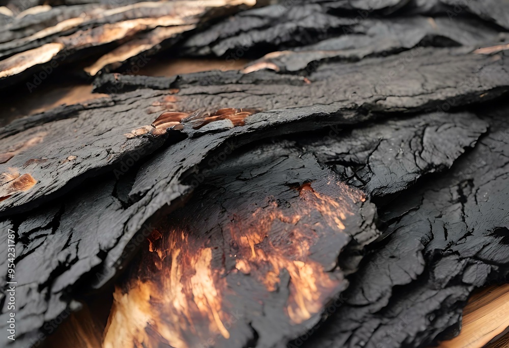 Background of completely burned wood, creating smooth, beautiful black charcoal.
Background of completely burned wood, creating smooth, beautiful black charcoal.