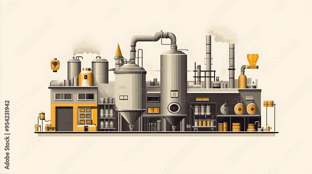 Industrial Brewery Factory Building Illustration Industrial Brewery Factory Building Illustration