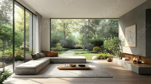 Modern living room with lar...