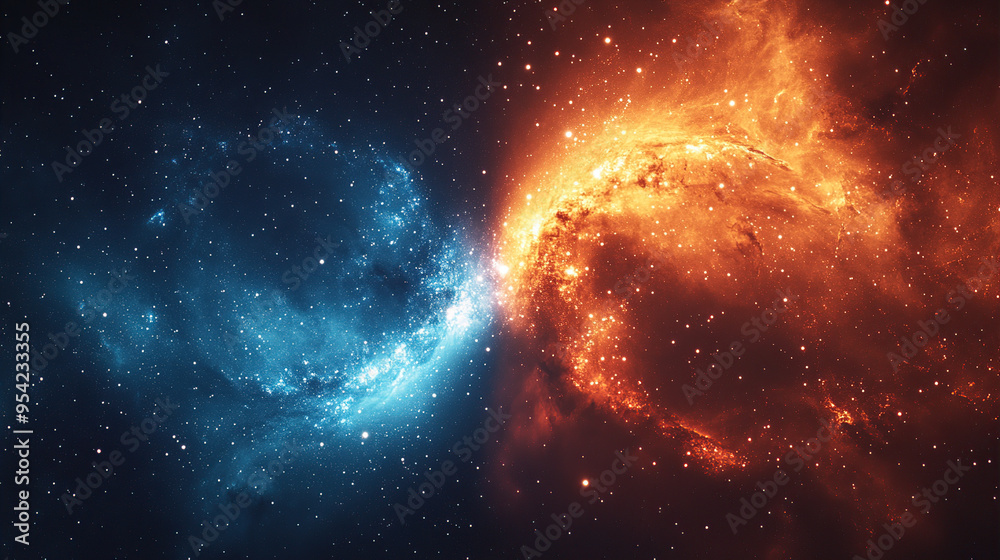 Realistic shot of a space background with swirling nebulae and stars, Realistic shot of a space background with swirling nebulae and stars,