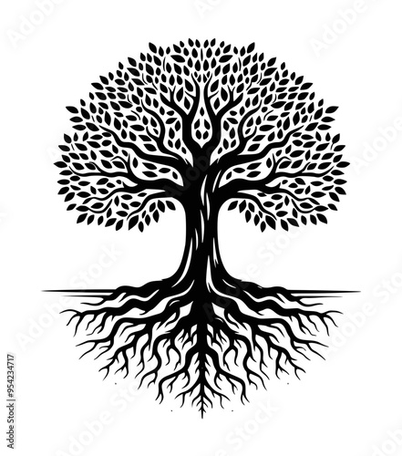 Tree of Life, Tree with Roots Svg, Tree Illustration, Tree Silhouette