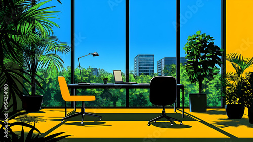 Modern office space with tw...
