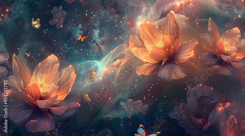 Cosmic Tapestry: A Symphony of Light in an Ethereal Garden photo