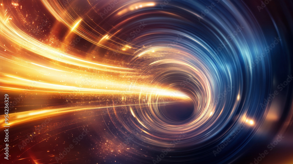 Obraz premium Abstract Gold and Blue Light Tunnel