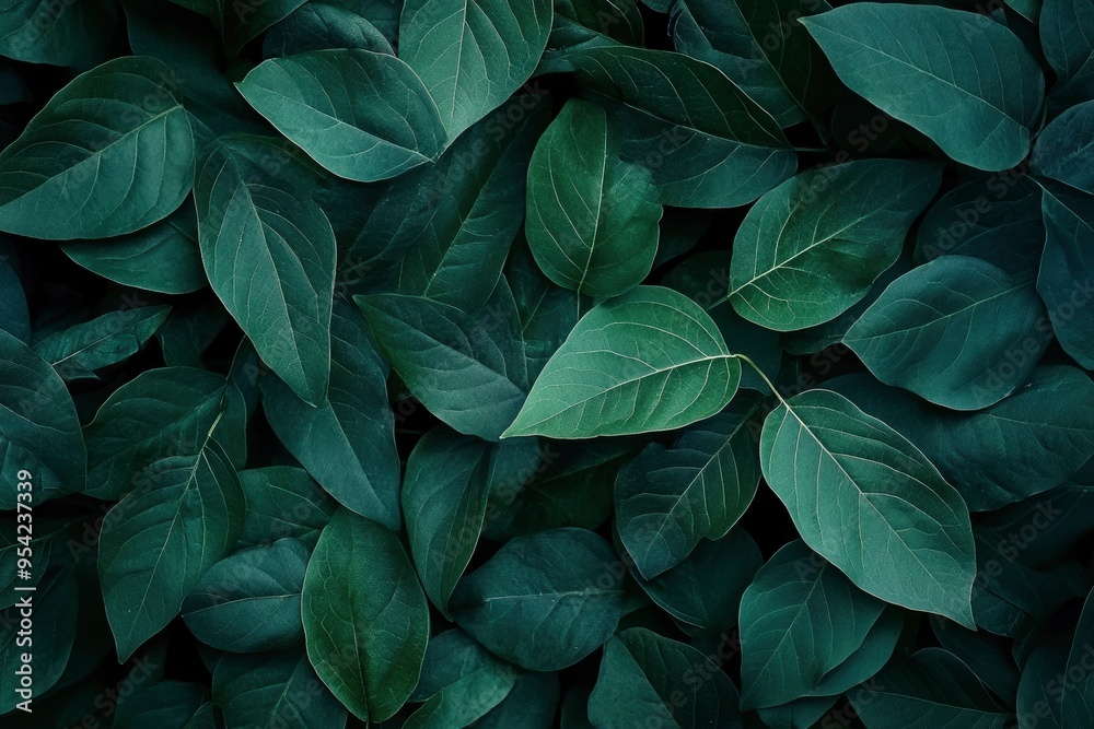 Dark green leaf texture, Natural green leaves using as nature background wallpaper or tropical leaf cover page , ai