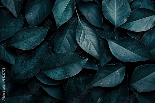 Dark green leaf texture, Natural green leaves using as nature background wallpaper or tropical leaf cover page , ai