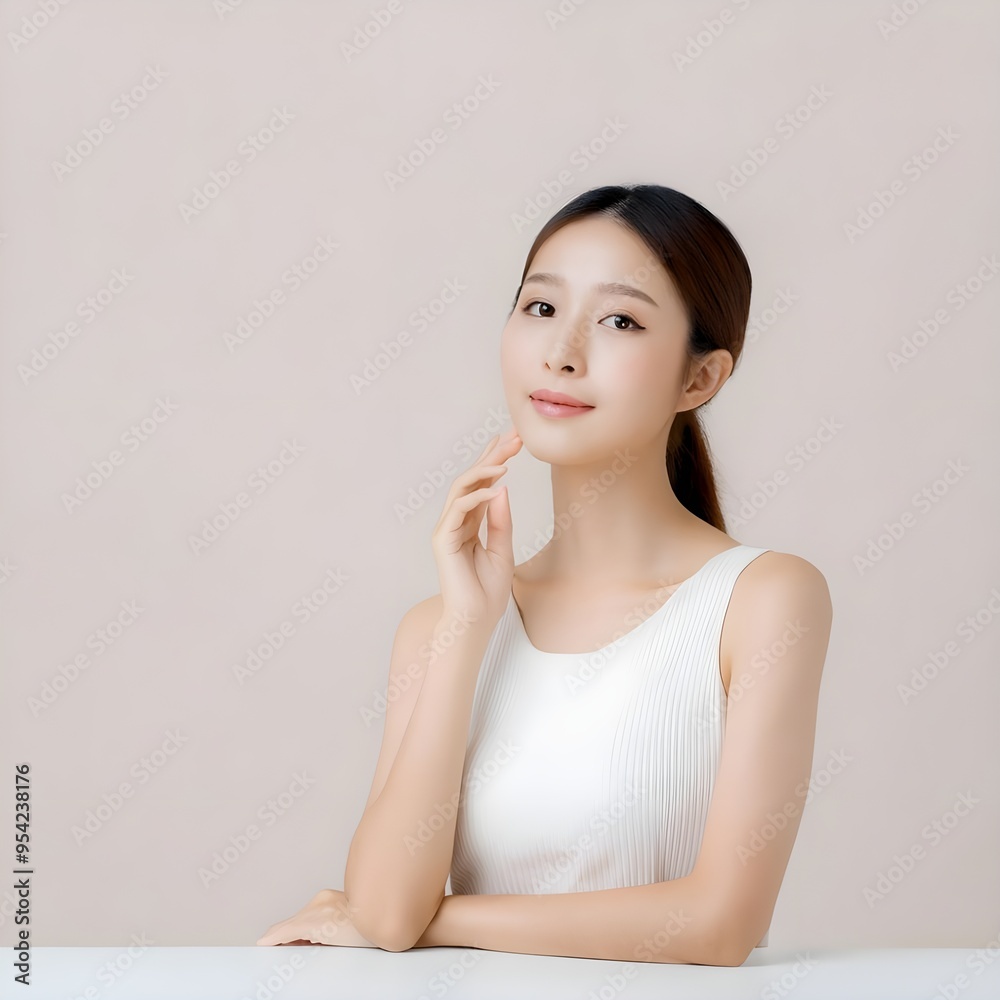 Beauty asia woman long hair with natural makeup on face Beauty asia woman long hair with natural makeup on face