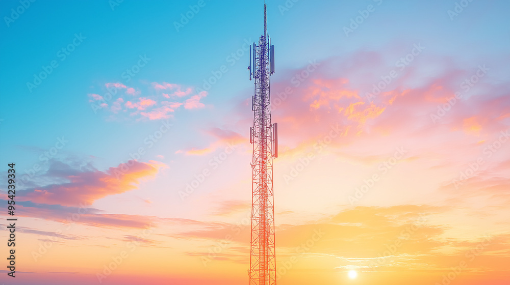 Obraz premium Signal Tower Against a sunset