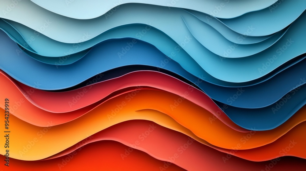 Obraz premium Abstract Wavy Pattern with Blue and Orange Hues