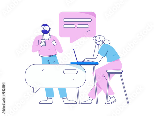 Communicate with consultants flat vector character concept operation hand drawn illustration 