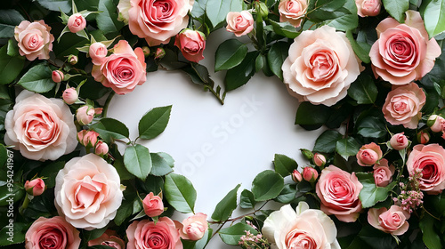 Pink roses forming a heart ...