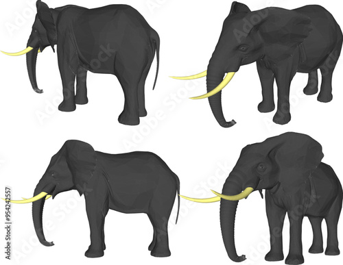 Vector sketch illustration of elephant animal silhouette design with long trunk and wide ears