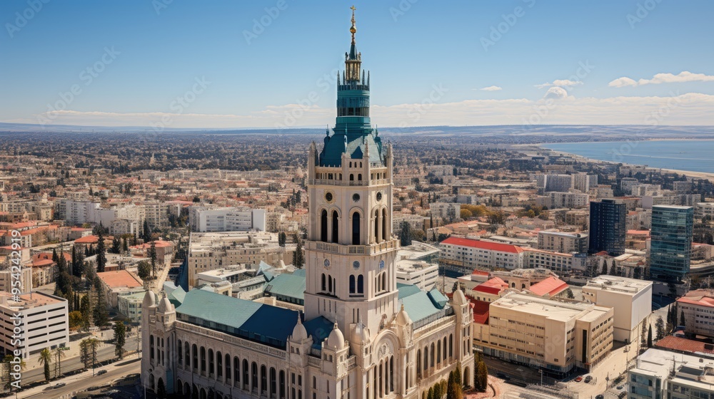 Fototapeta premium Cityscape in metropolis city center City of green community and fresh air 