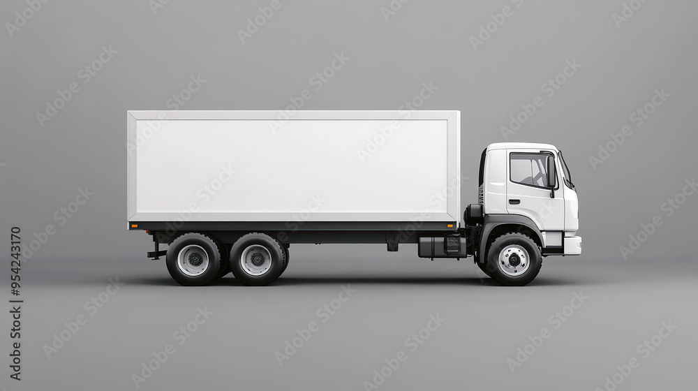 A white box truck with a blank white side A white box truck with a blank white side