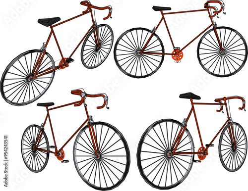 Vector sketch illustration of silhouette design of racing bike with thin frame for increased speed 