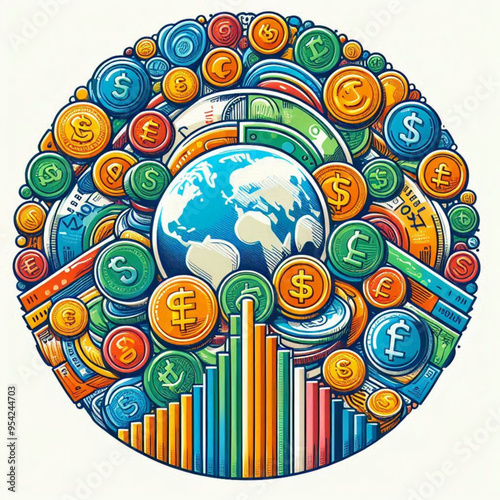 Free  Money vector money photo Gold coins and banknotes 3d cartoon style icon black Friday 
