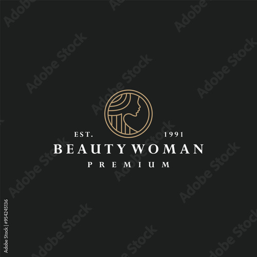 Beauty woman logo vector hipster vintage icon illustration