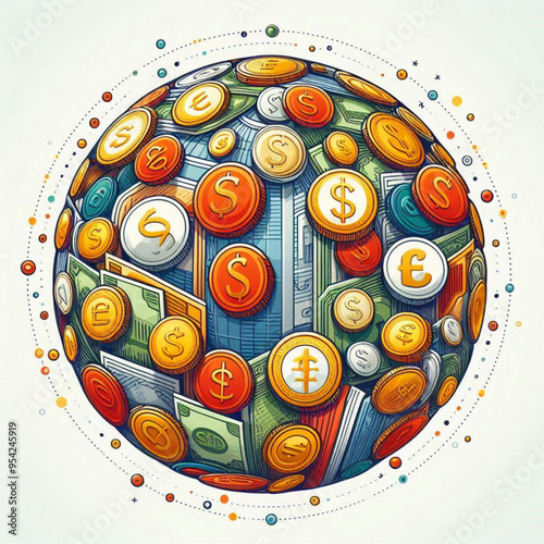 Free  Money vector money photo Gold coins and banknotes 3d cartoon style icon black Friday 
