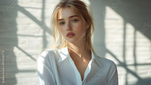 Portrait of young woman wit...