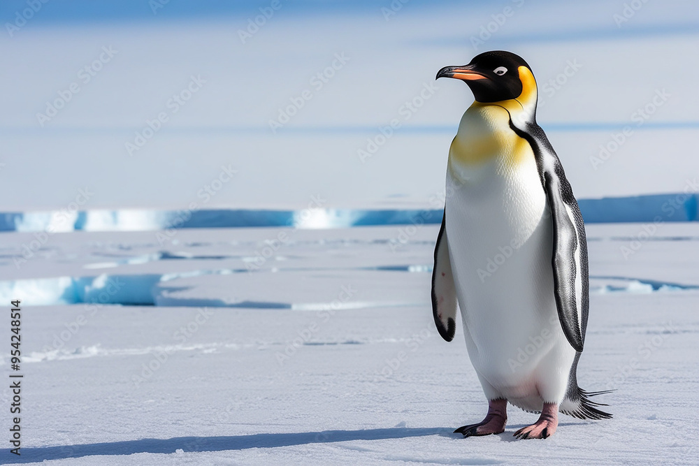 Obraz premium A majestic adult emperor penguin its snowwhite