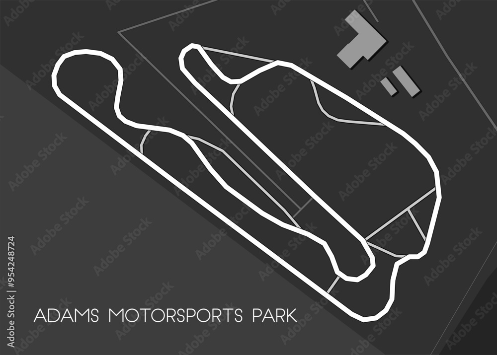 Adams Motorsports Park, California race track map poster art Adams Motorsports Park, California race track map poster art