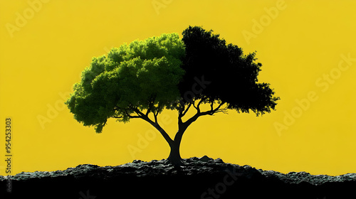 Silhouette of a tree with h...