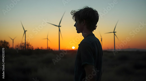 Silhouette of a young man s...