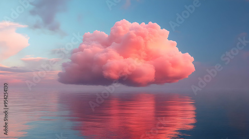 Single fluffy pink cloud re...