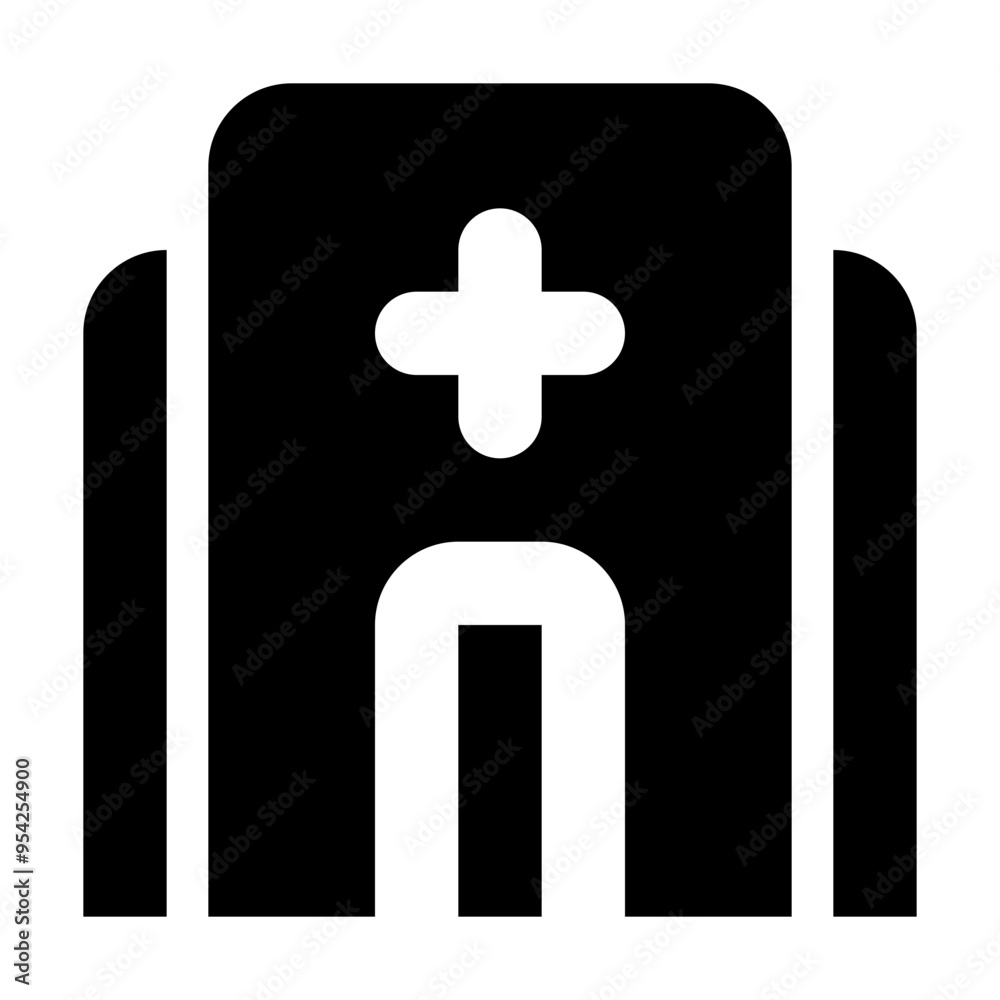 Hospital Icon in Glyph Style Suitable for Web, Apps, Presentation, or Printable Meanings Hospital Icon in Glyph Style Suitable for Web, Apps, Presentation, or Printable Meanings