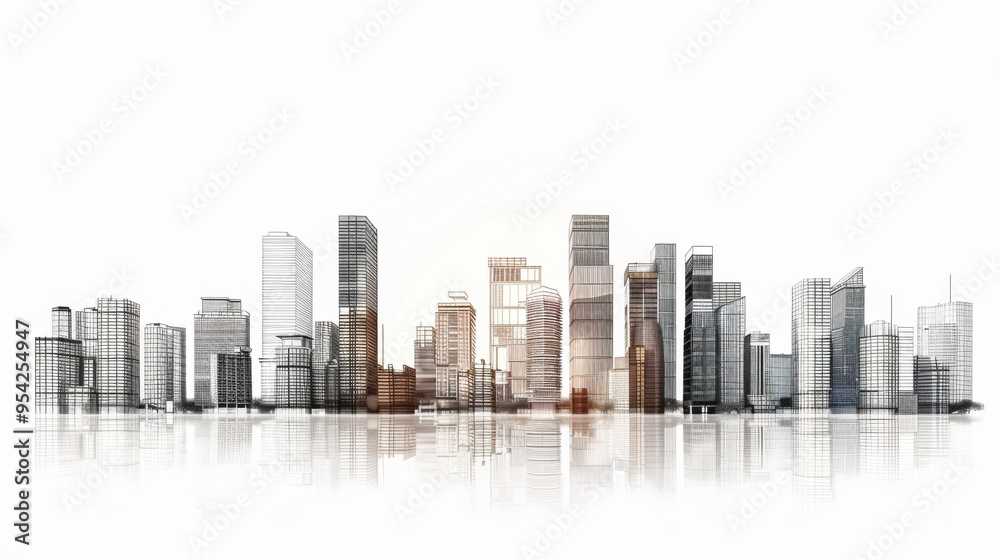 Downtown Urban Skyline with Impressive Skyscrapers and Blue Sky View, Business City Architecture Panorama Downtown Urban Skyline with Impressive Skyscrapers and Blue Sky View, Business City Architecture Panorama