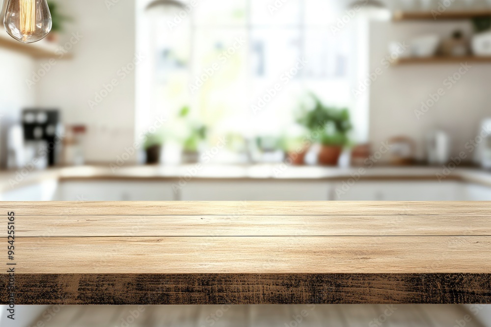 kitchen table background, wood counter top on blur of white clean abstract home interior with bokeh. used for display or montage your wooden for dining background. table banner, ai kitchen table background, wood counter top on blur of white clean abstract home interior with bokeh. used for display or montage your wooden for dining background. table banner, ai