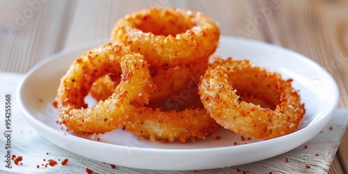 Onion Rings on a White Plate