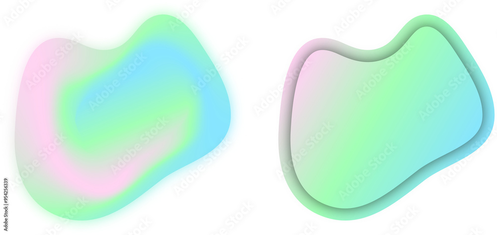 Abstract neon holographic blobs set in green and pink hues, isolated png clipart for modern design Abstract neon holographic blobs set in green and pink hues, isolated png clipart for modern design