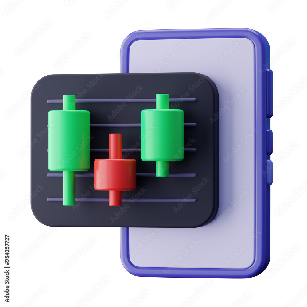 Mobile Online Trader 3D Illustration Mobile Online Trader 3D Illustration