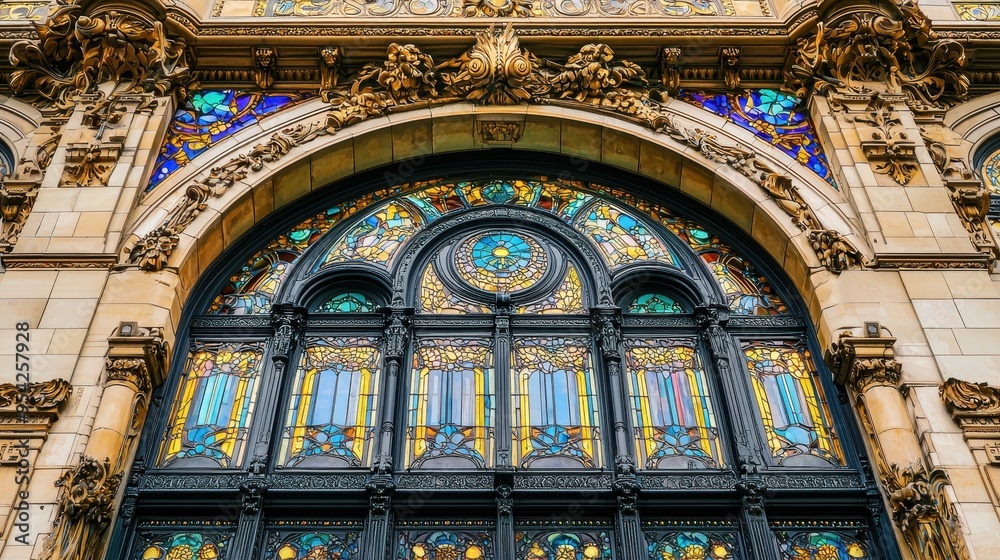 Ornate Architecture with Stained Glass Window Ornate Architecture with Stained Glass Window